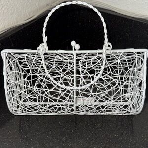 Estee Lauder White Wire Basket Handbag